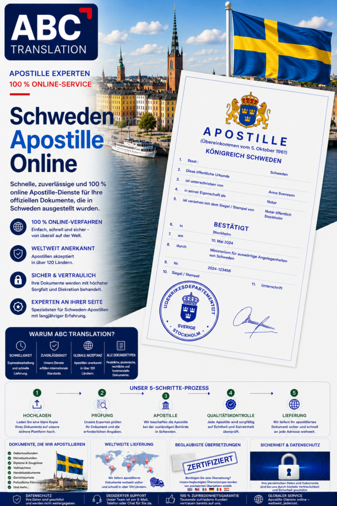 Schweden Apostille Online