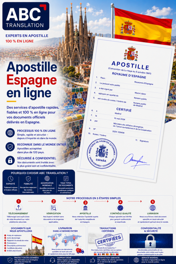 Apostille Espagne en ligne