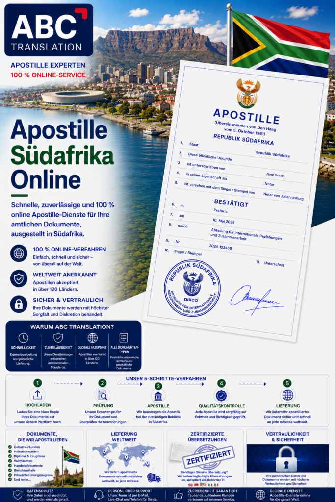 Südafrika Apostille Online