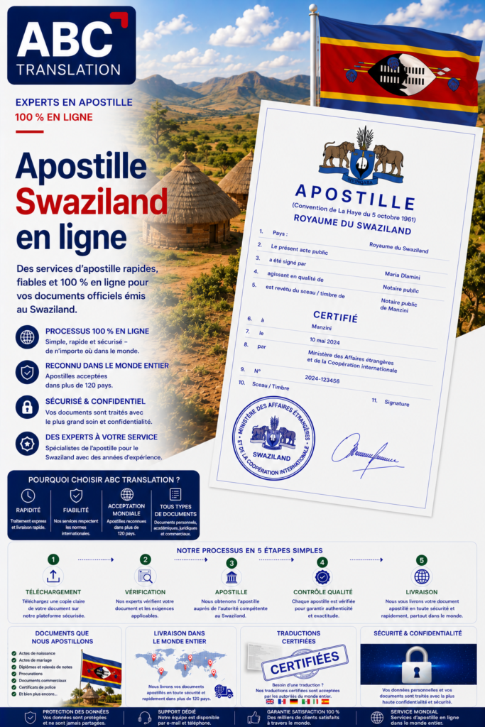 Apostille Eswatini en ligne