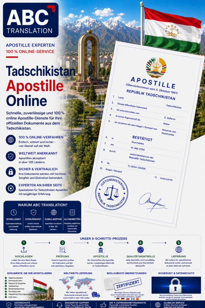 Tadschikistan Apostille Online