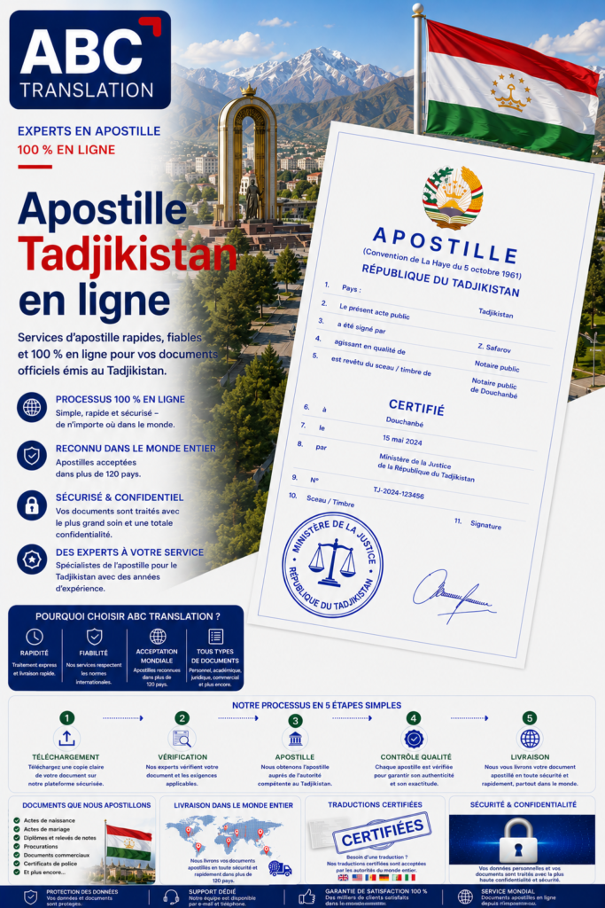Apostille Tadjikistan en ligne