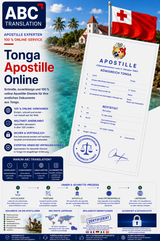 Tonga Apostille Online Schweiz