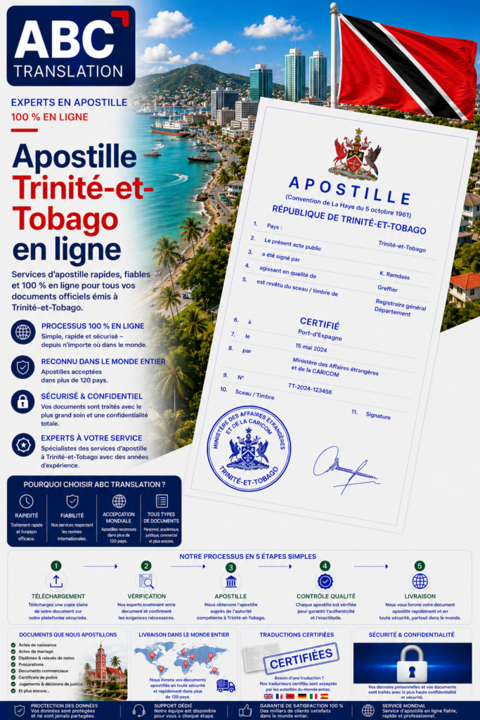Apostille Trinité-et-Tobago en ligne