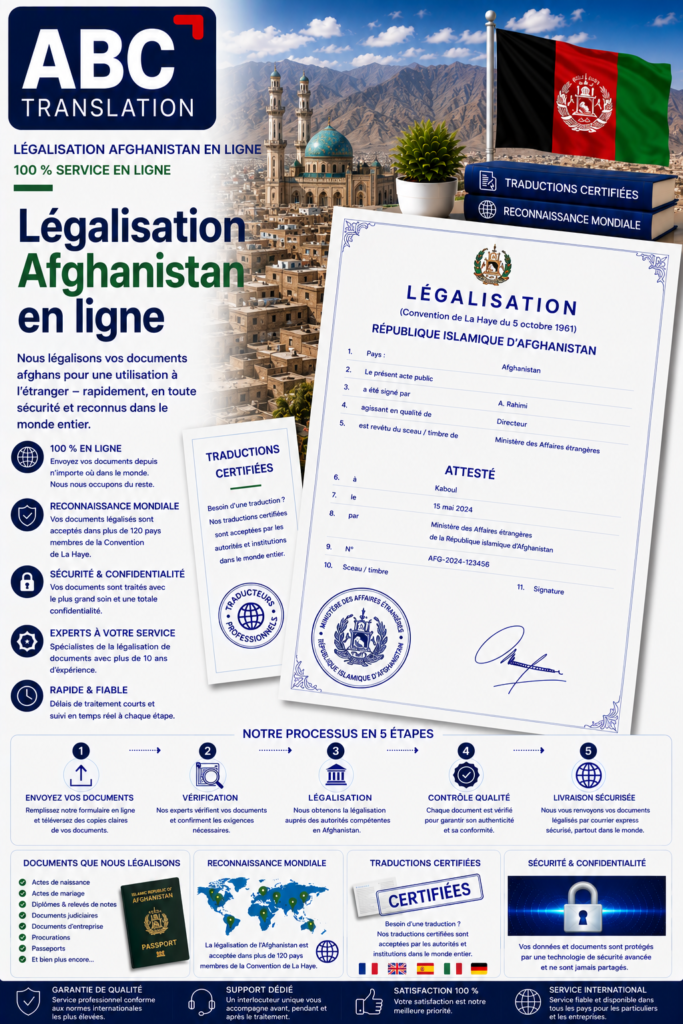 Légalisation Afghanistan en ligne
