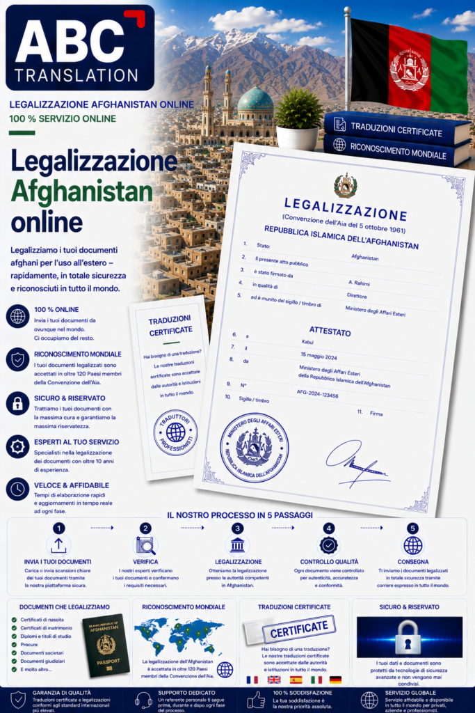 Legalizzazione Afghanistan Online