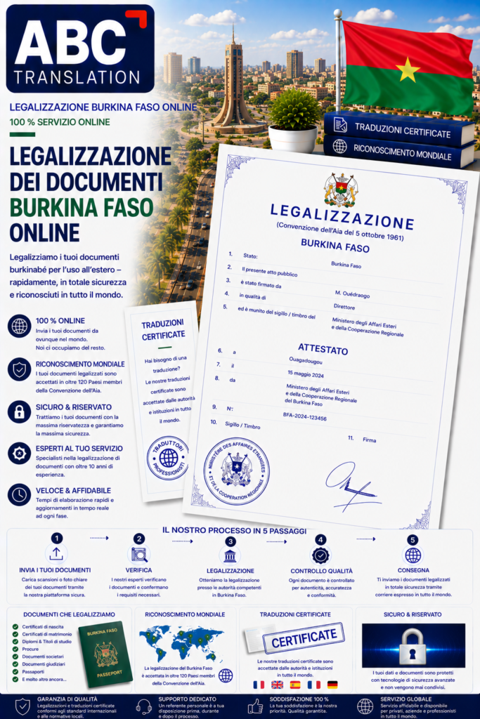 Legalizzazione Burkina Faso Online