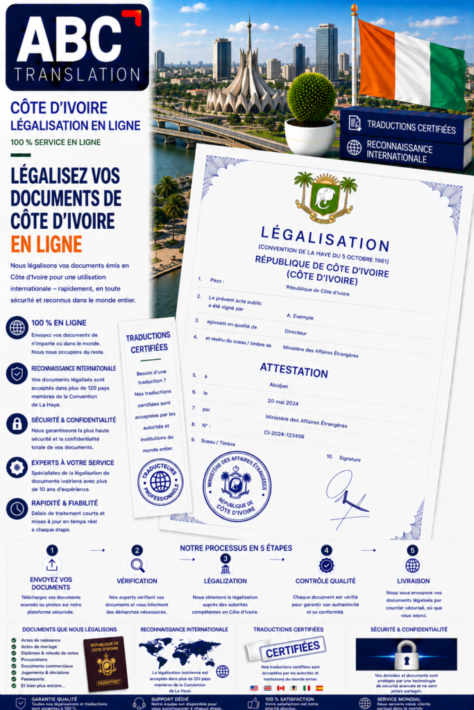 Légalisation Côte d’Ivoire en ligne