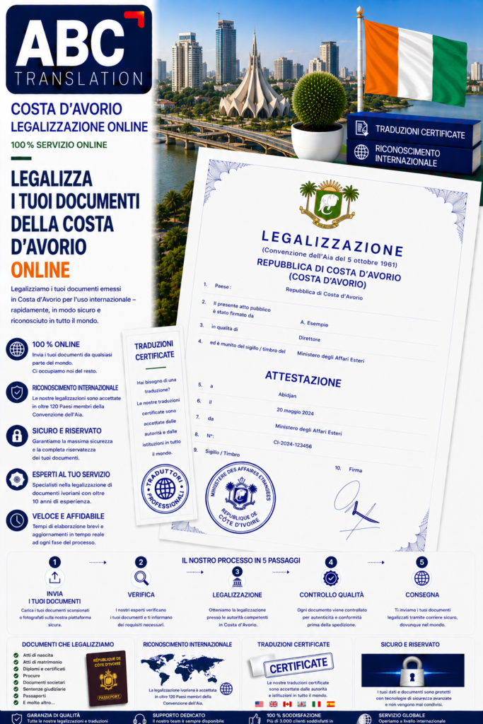 Legalizzazione Costa d’Avorio Online