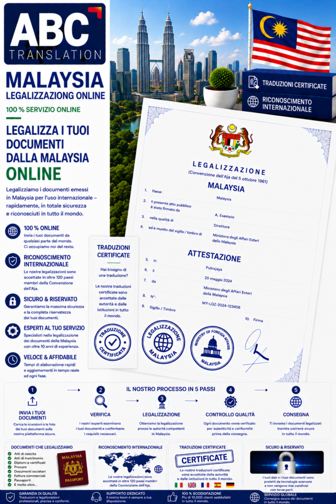 Legalizzazione Malesia Online