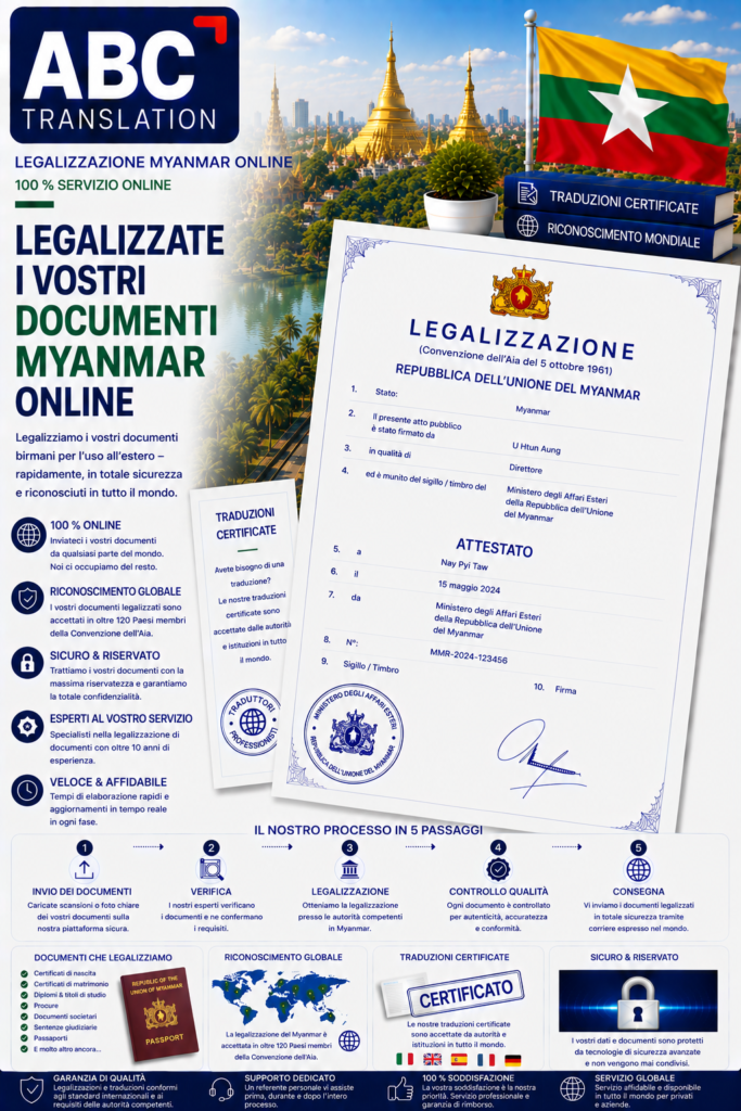 Legalizzazione Myanmar Online