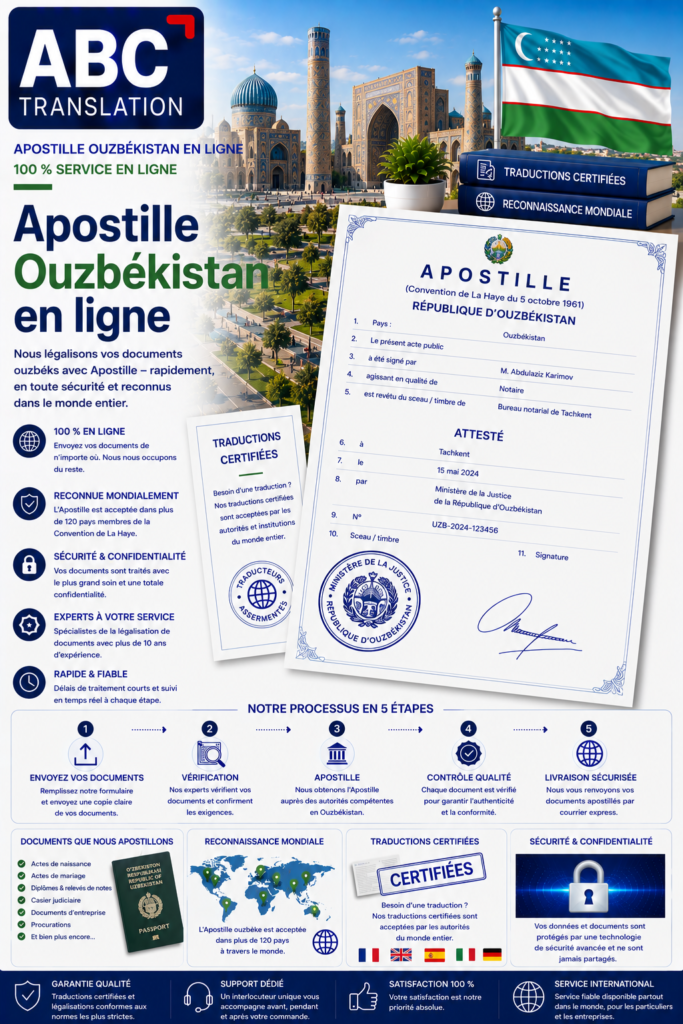 Apostille Ouzbékistan en ligne