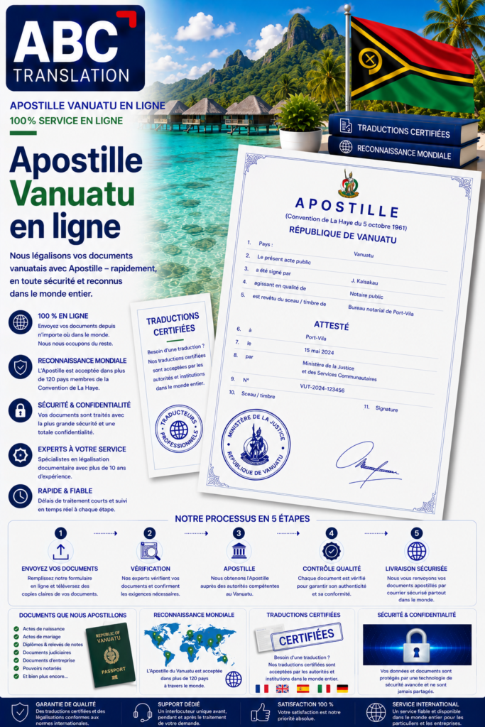 Apostille Vanuatu en ligne