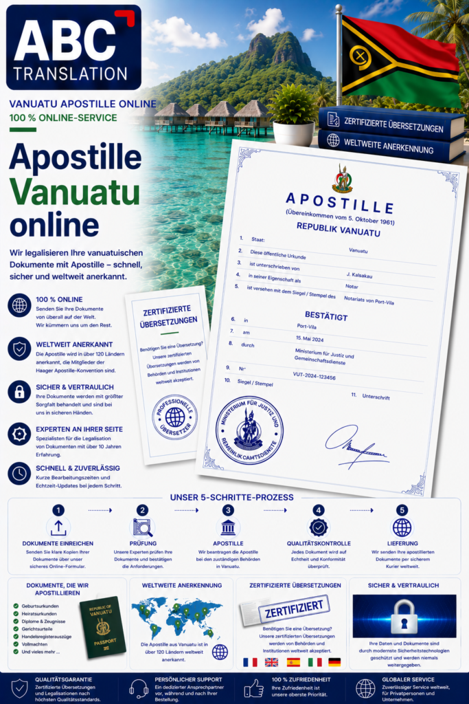 Vanuatu Apostille Online Schweiz