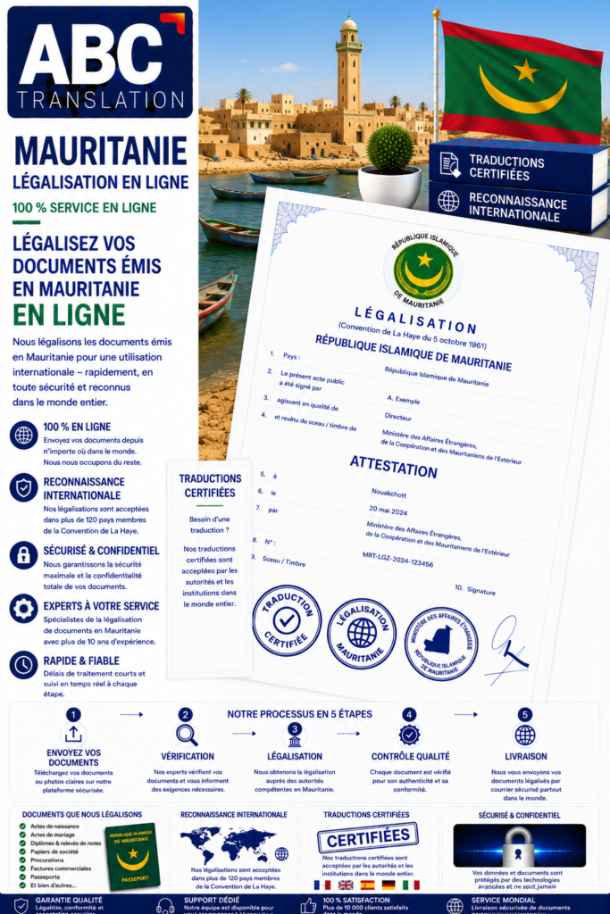 Légalisation Mauritanie en ligne