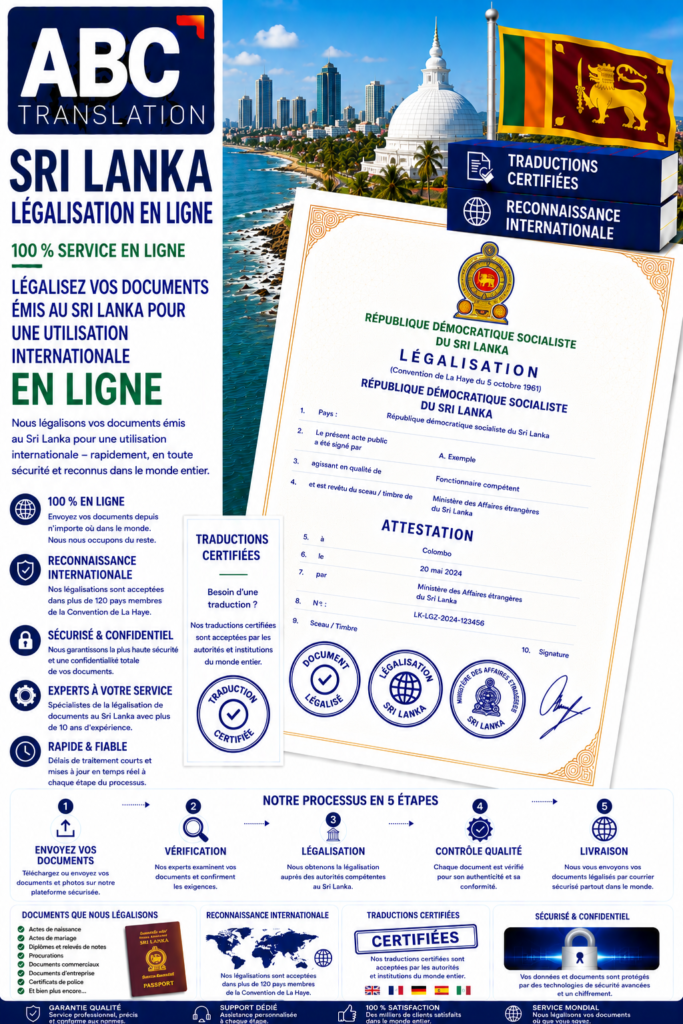 Légalisation Sri Lanka en ligne