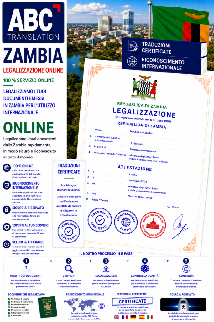 Legalizzazione Zambia Online